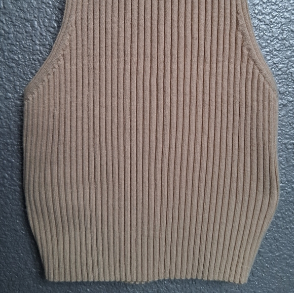 Cider Ribbed Criss Cross Cropped Halter Top A1   Size S - Picture 8 of 14